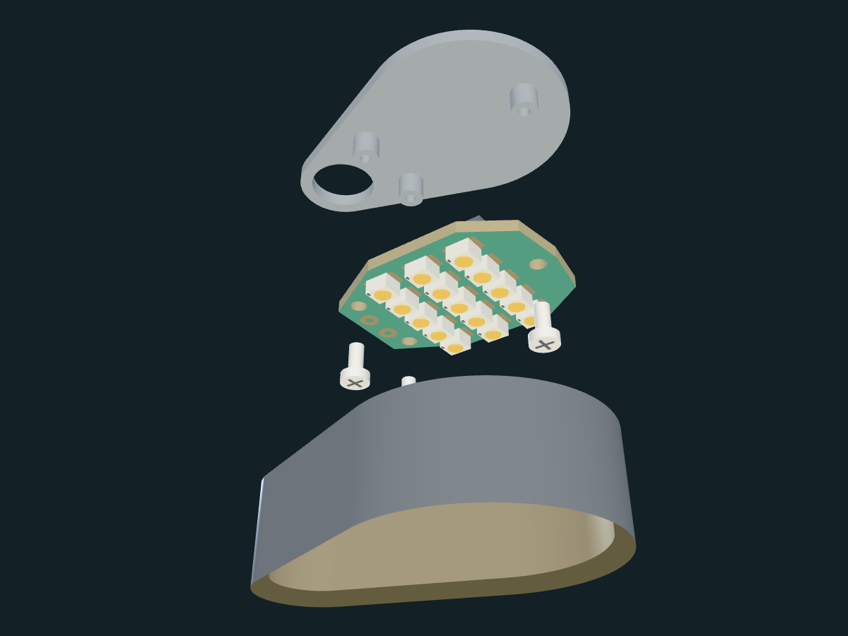 R1 light assembly rendered from its actual 3D geometry