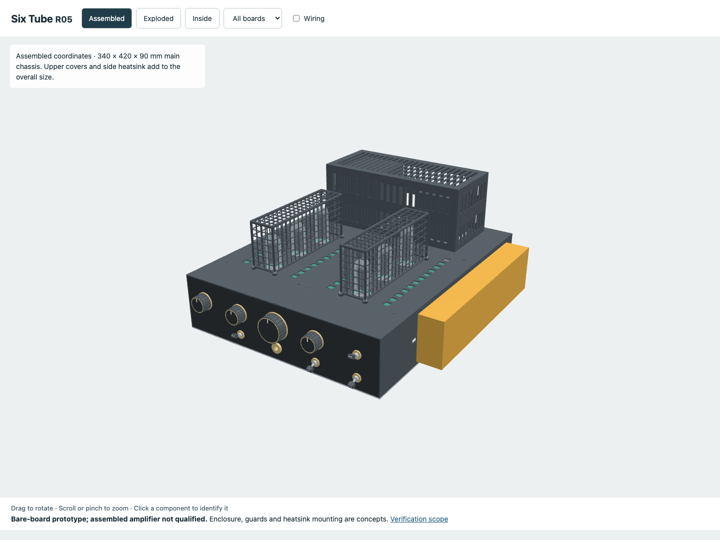 Six-tube amplifier R05 CAD model preview